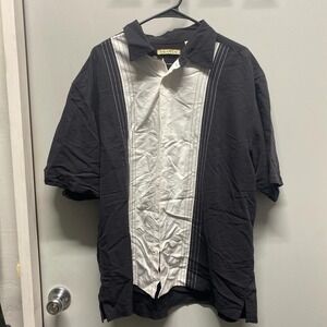 2XL Black & White Havanera Button Up Shirt